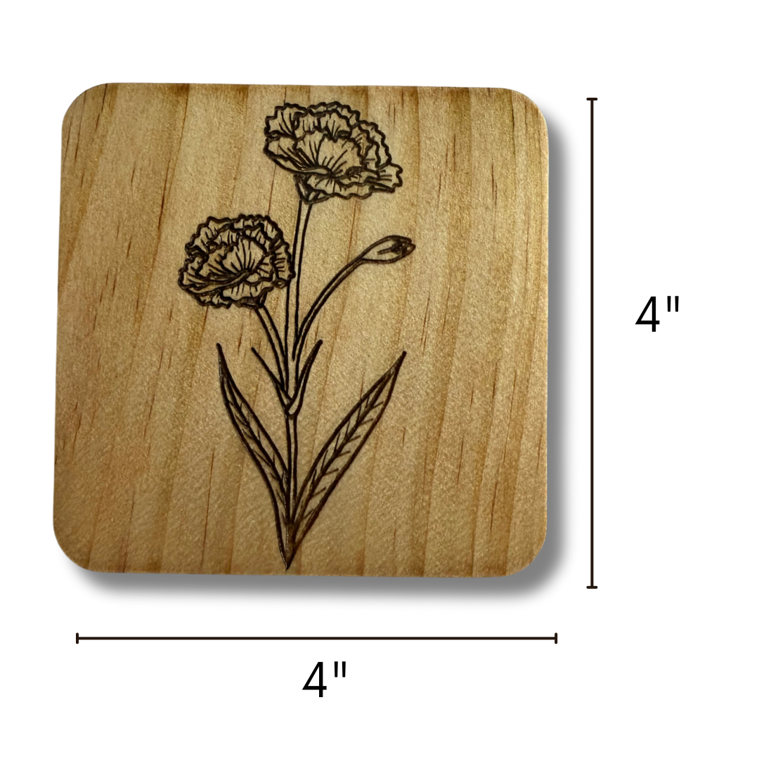 Birth Flower Coasters: Monochrome
