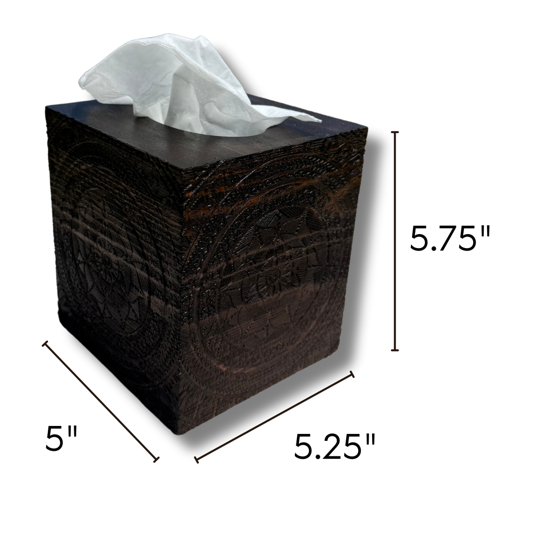 Wooden Mandala Tissue Box