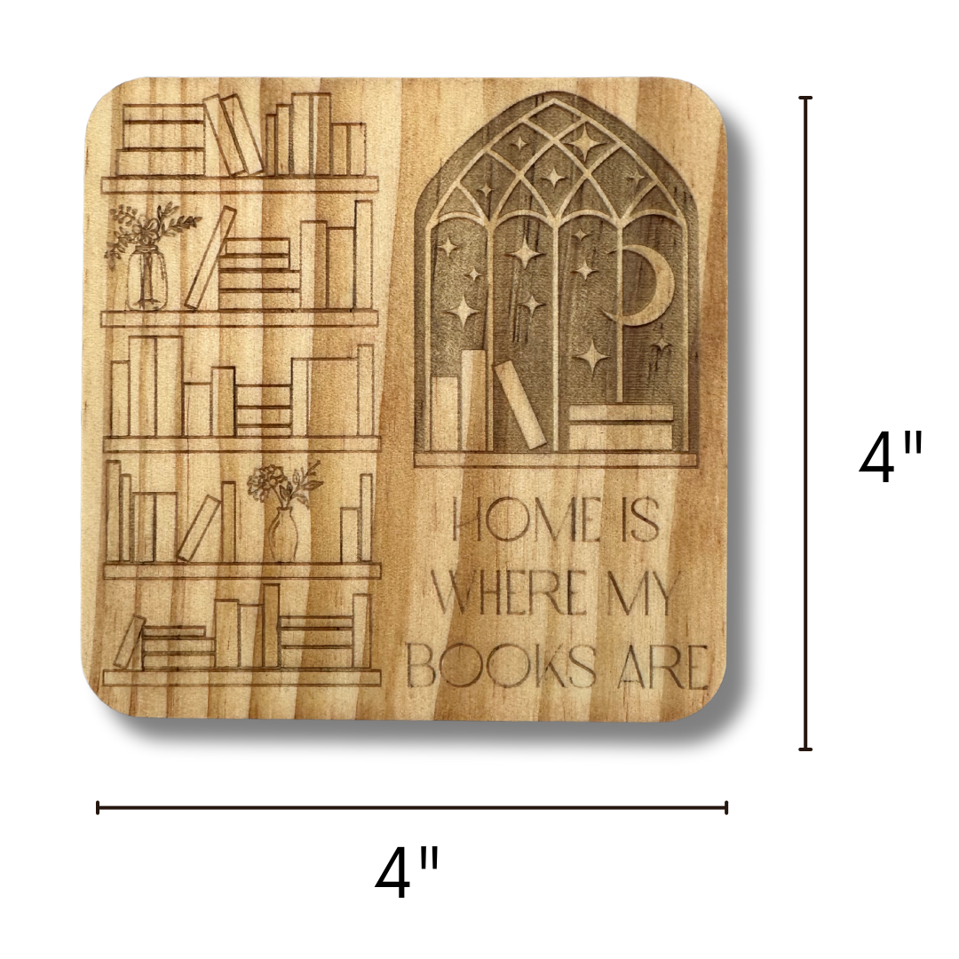 Moonlit Library Coasters