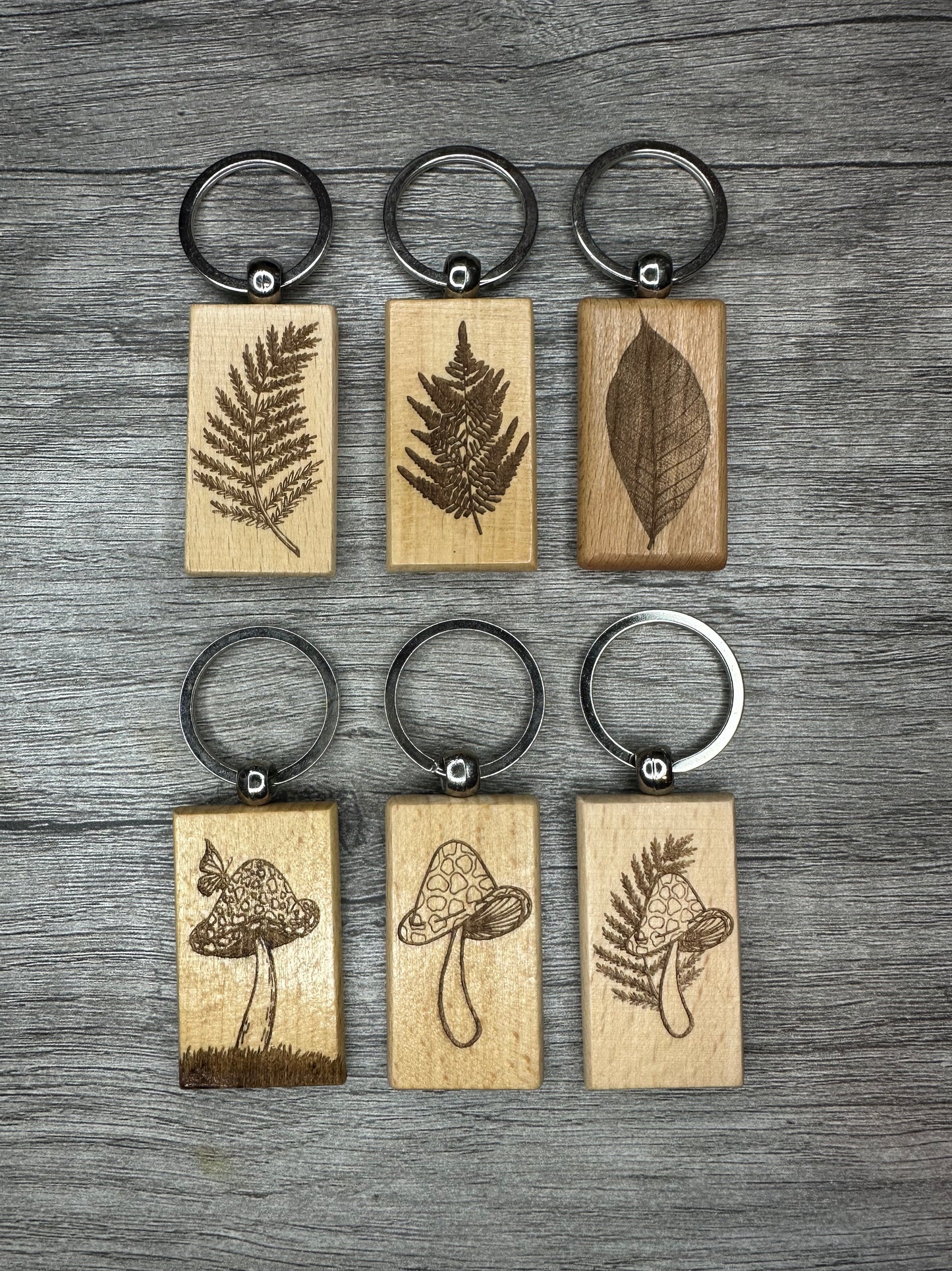 Mushroom & Fern Keychain Collection
