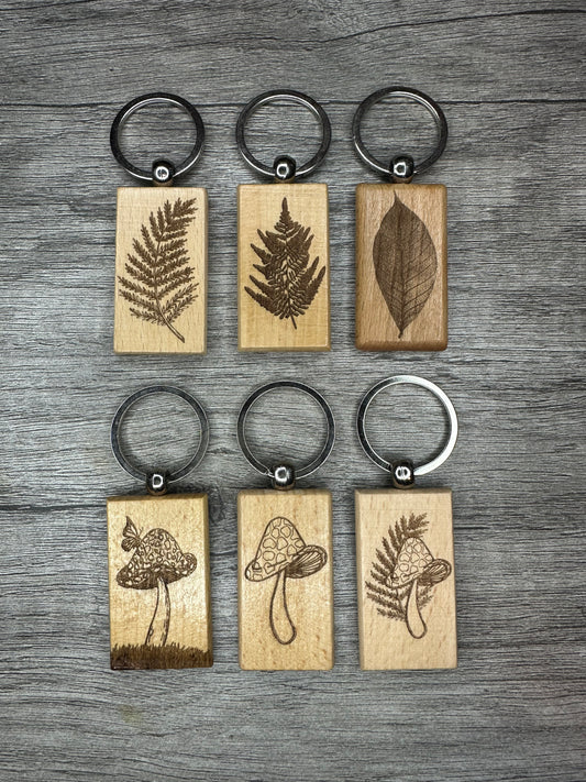 Mushroom & Fern Keychain Collection