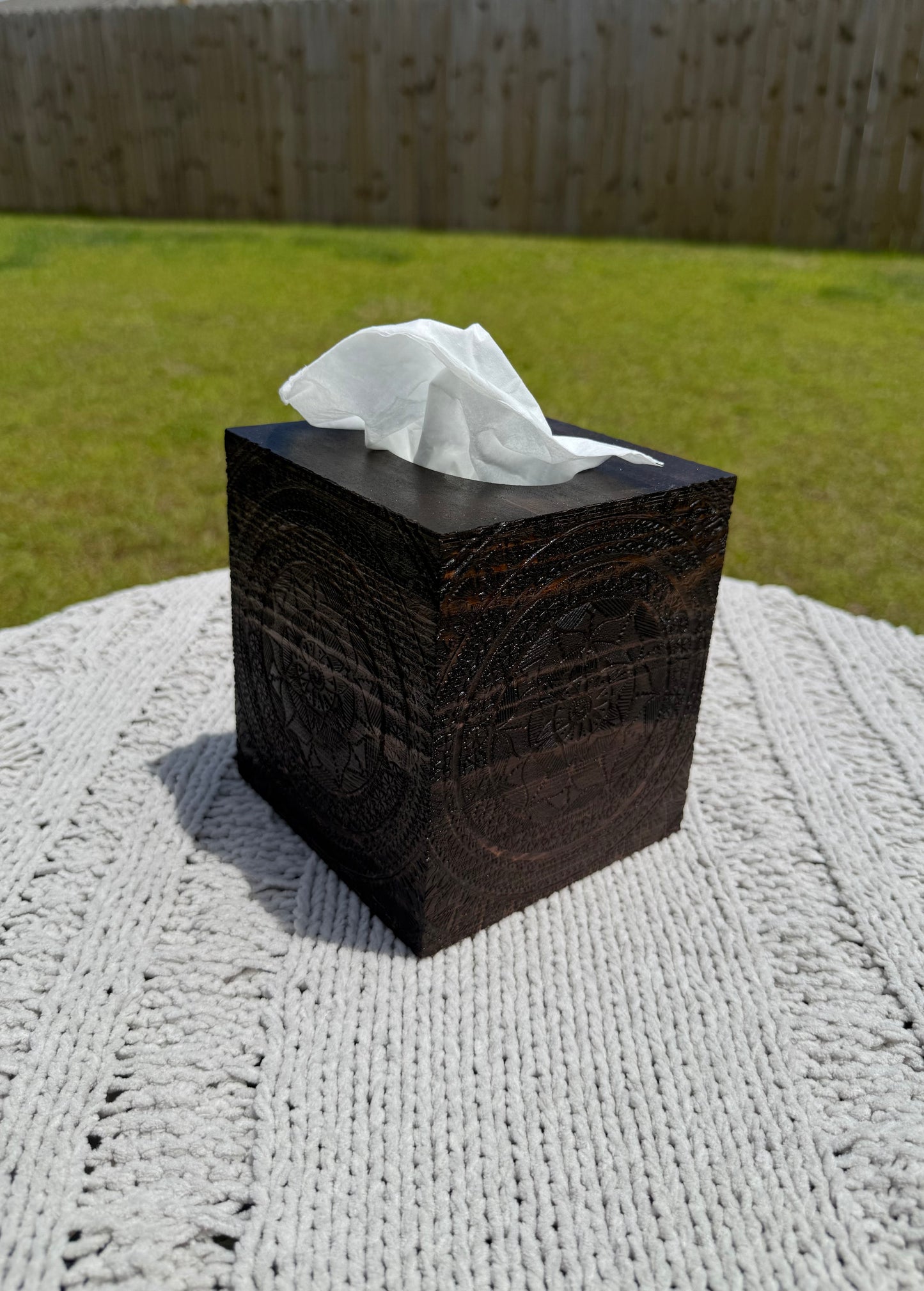 Wooden Mandala Tissue Box