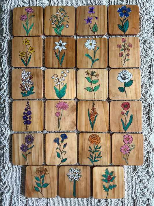 Birth Flower Coasters: Color
