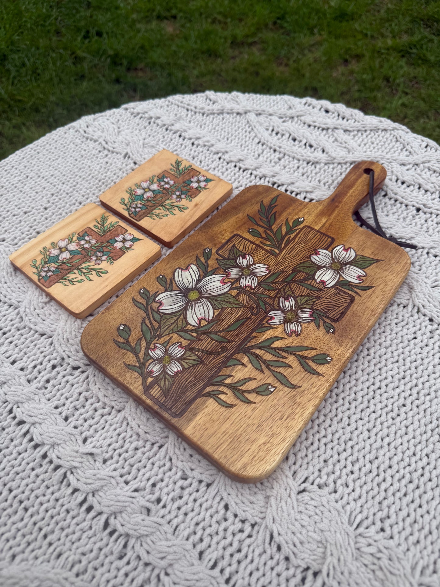 Dogwood Blossoms Cross Board (Food Safe)
