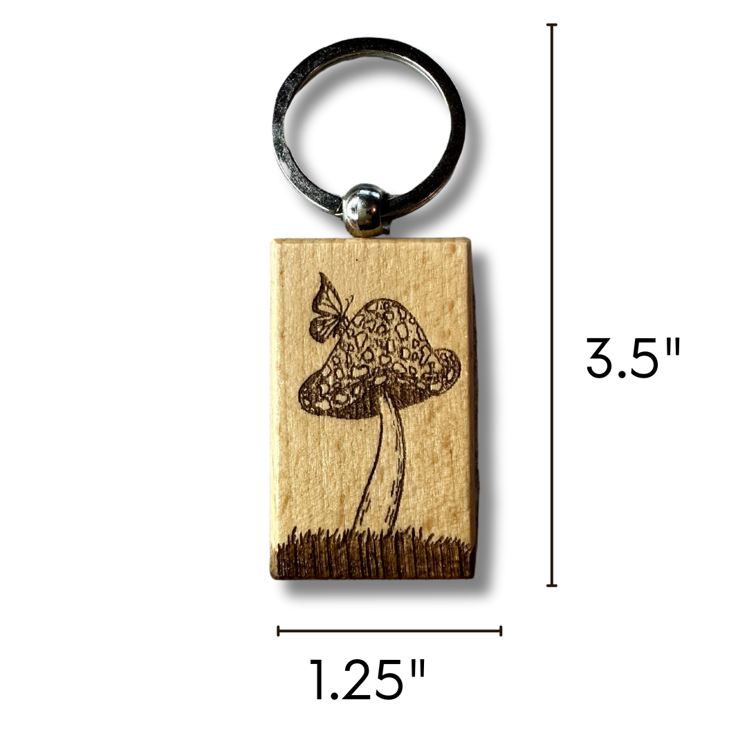 Mushroom  and Butterfly Keychain