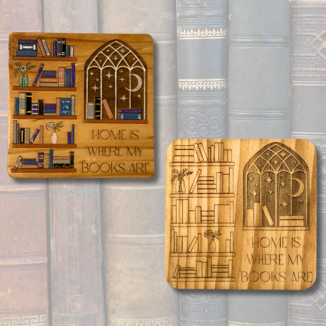Moonlit Library Coasters