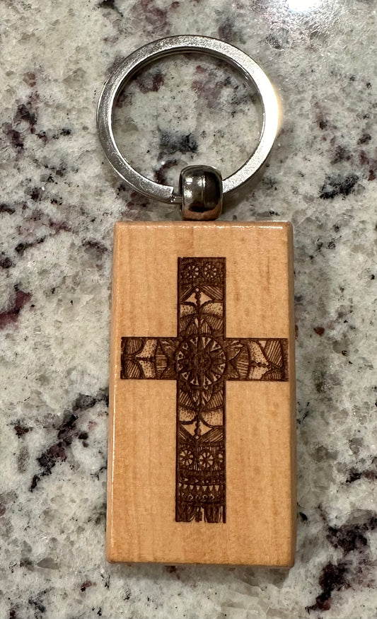 Mandala Cross Keychain