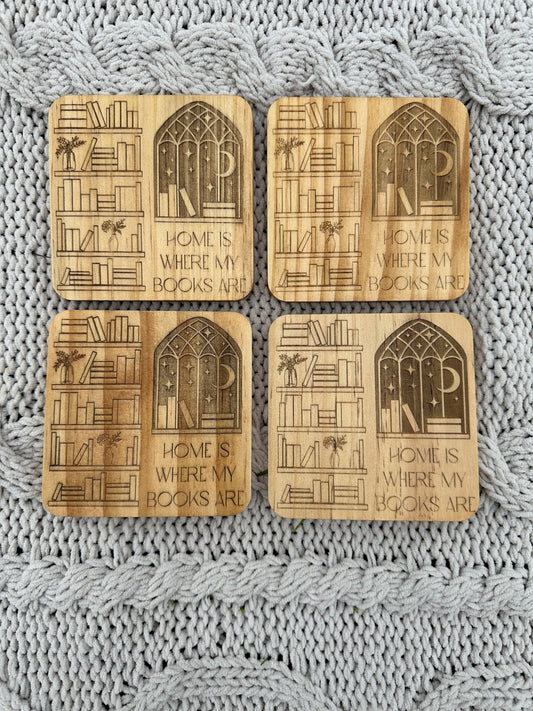 Moonlit Library Coaster Set