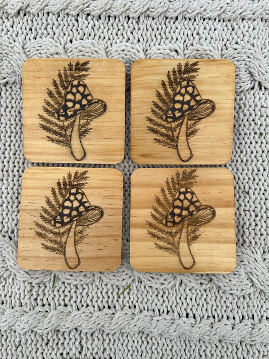 Mushroom & Fern Coaster Set