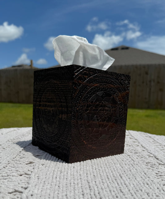 Wooden Mandala Tissue Box