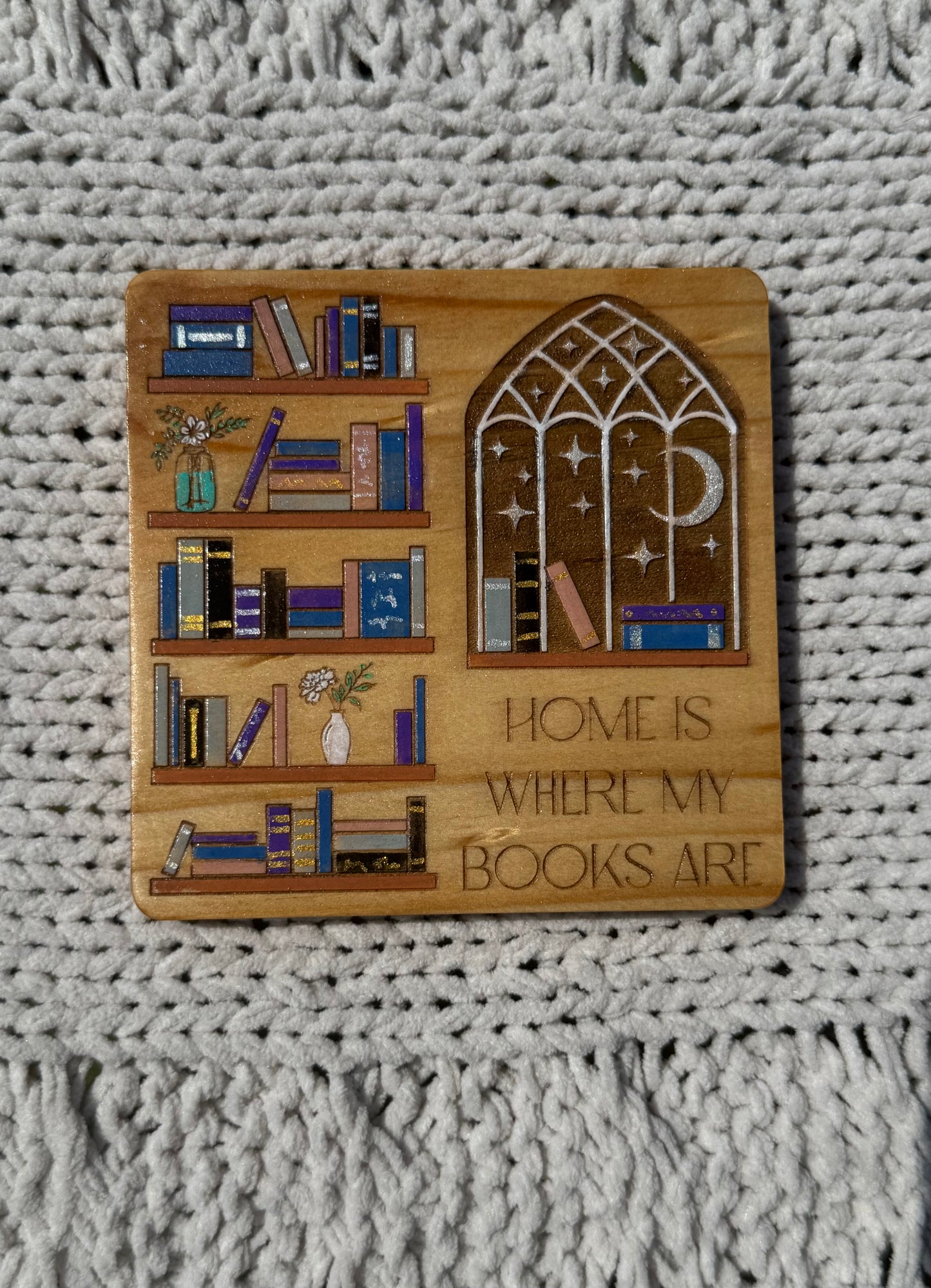 Moonlit Library Coasters