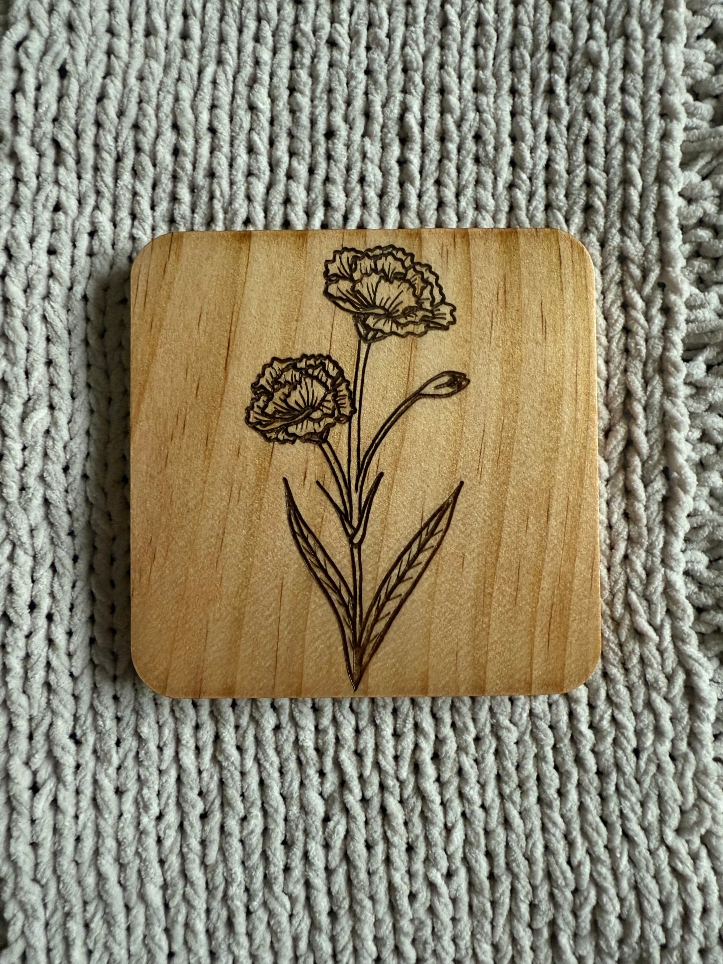 Birth Flower Coasters: Monochrome