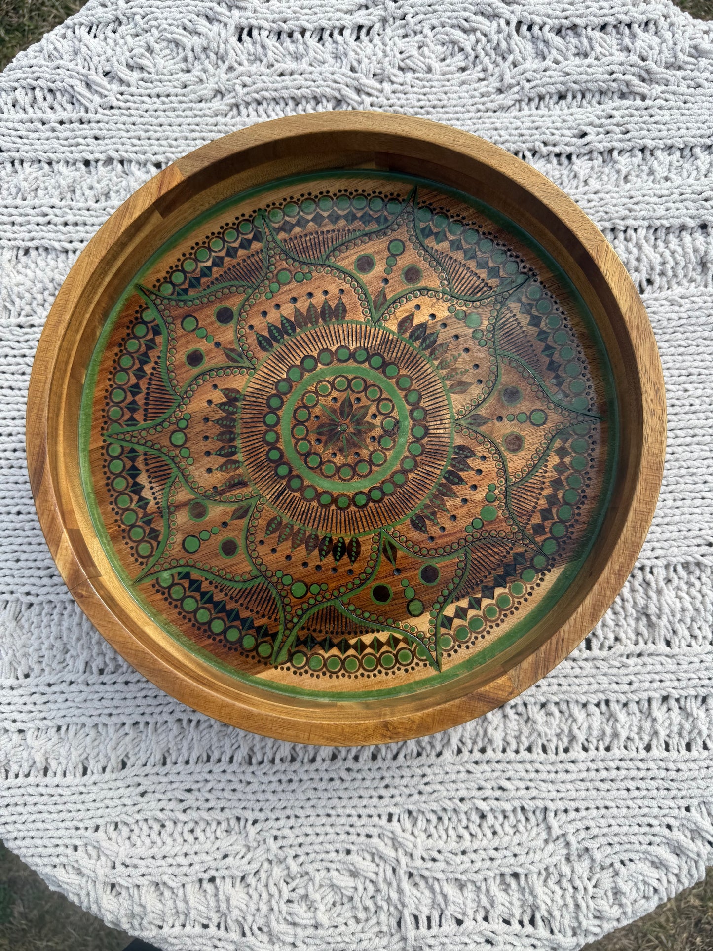 Green Mandala Lazy Susan (Food Safe)