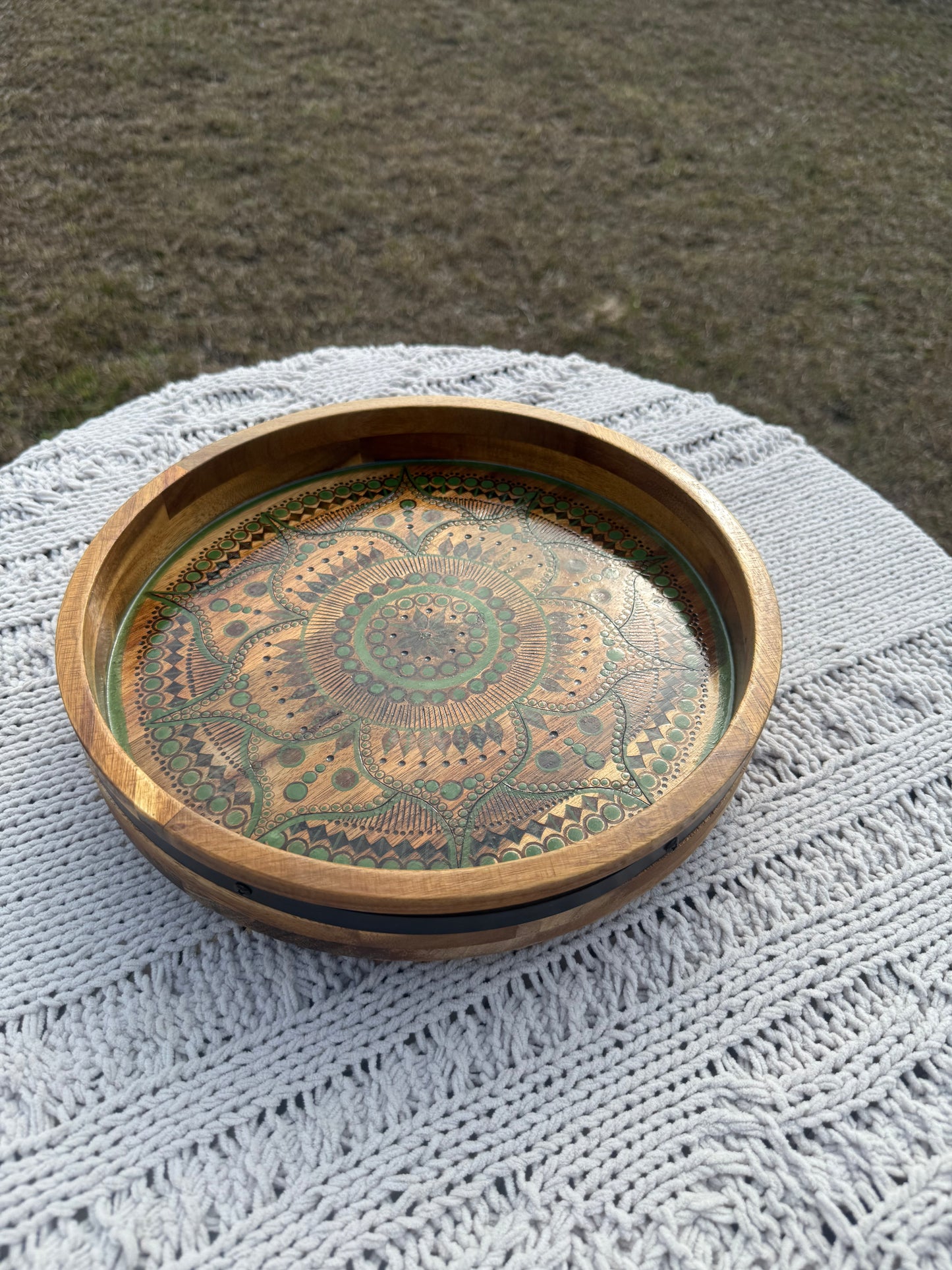 Green Mandala Lazy Susan (Food Safe)