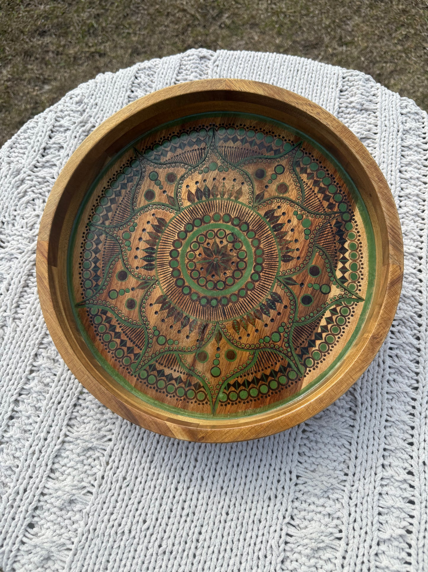 Green Mandala Lazy Susan (Food Safe)