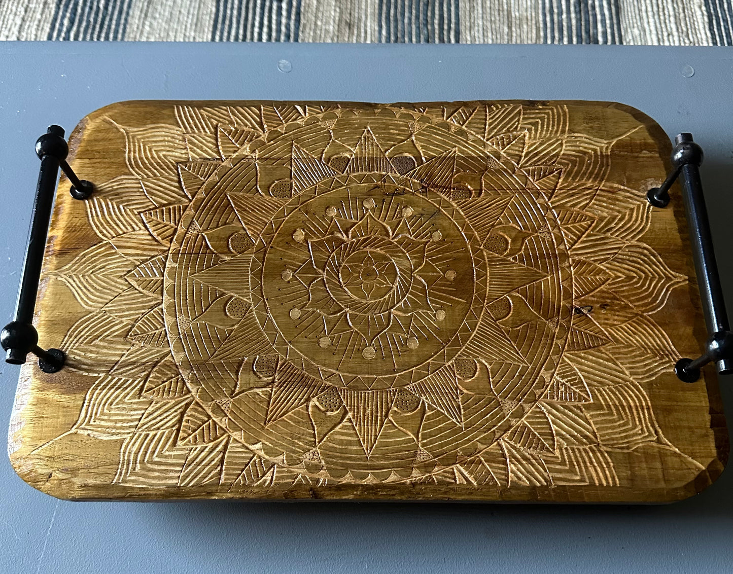 Hand Carved Mandala Tray (Food Safe)