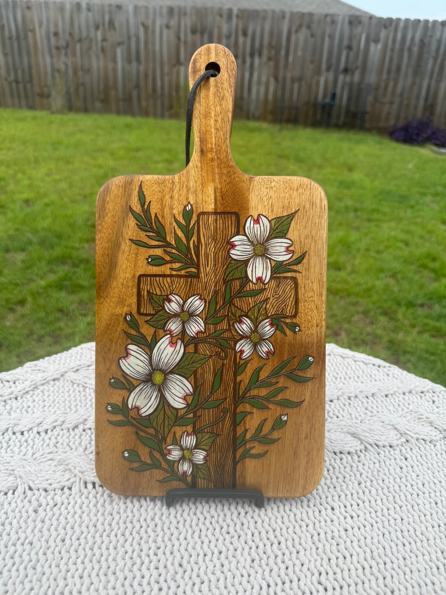 Dogwood Blossoms Cross Board (Food Safe)