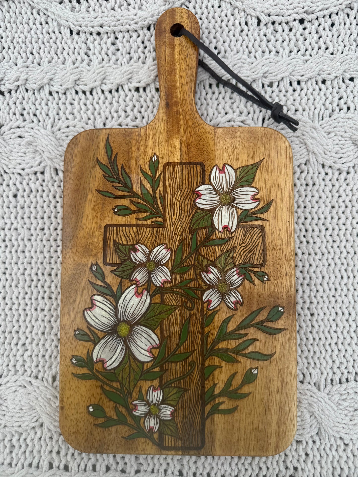 Dogwood Blossoms Cross Board (Food Safe)