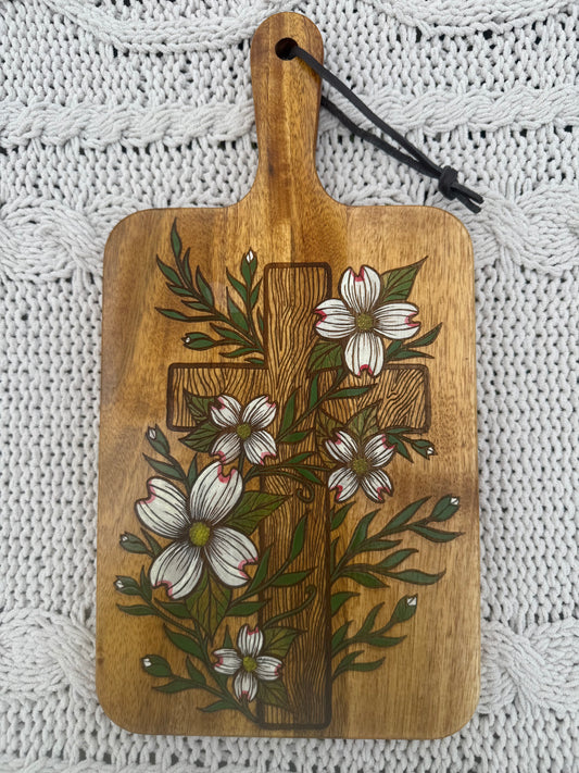 Dogwood Blossoms Cross Board (Food Safe)