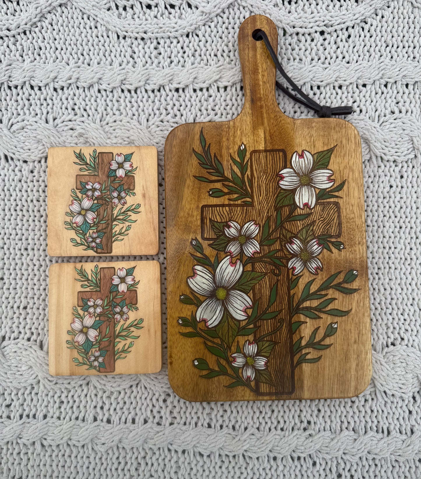 Dogwood Blossoms Cross Board (Food Safe)